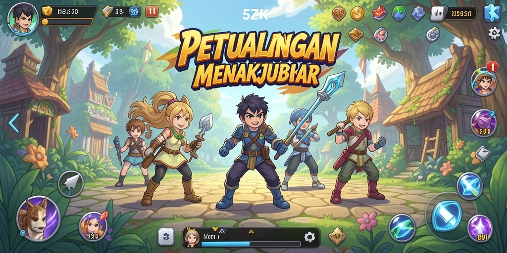 Tampilan gameplay menarik dari 5ZK dengan karakter anime.