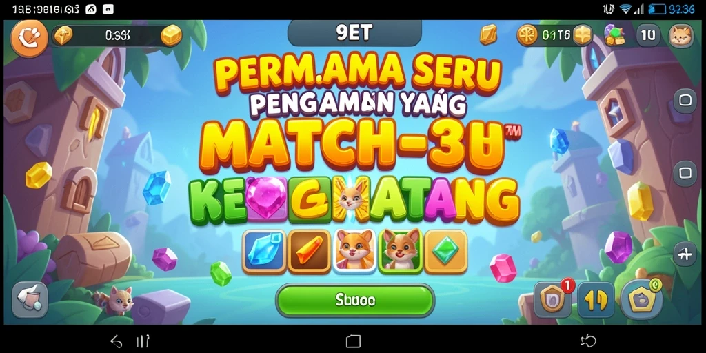 Screenshot utama 9ET menampilkan gameplay yang penuh warna.