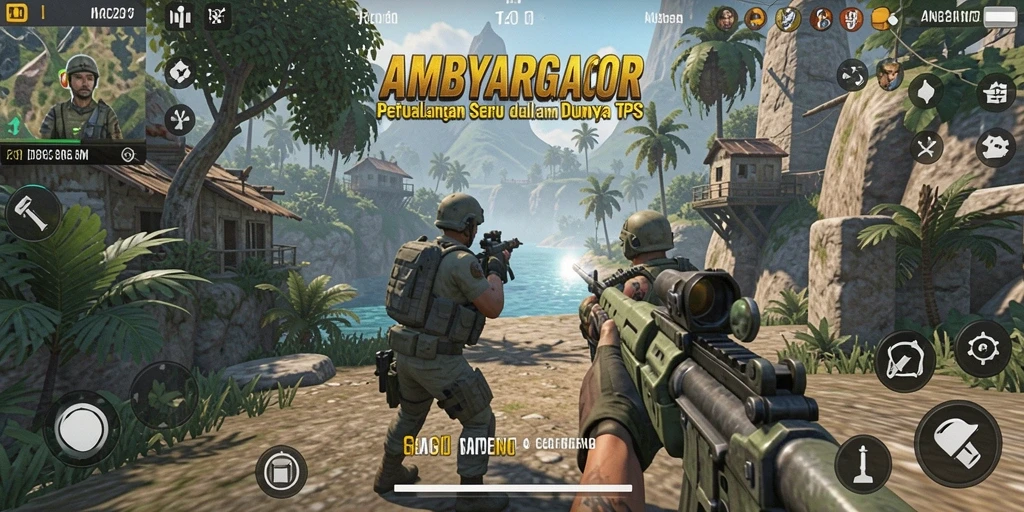 Screenshot gameplay AMBYARGACOR menampilkan aksi tembak-menembak yang seru.