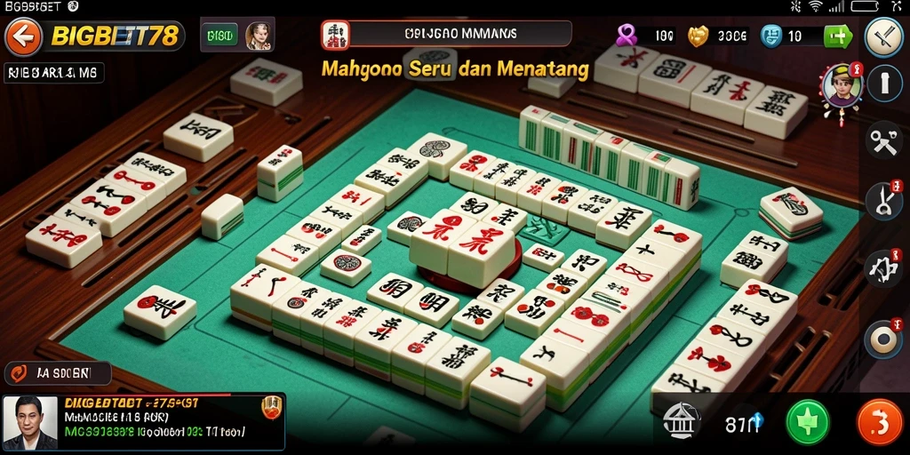 Tampilan gameplay Mahjong yang menegangkan dan penuh warna.