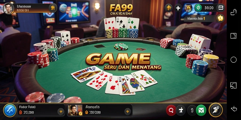 Gameplay menarik FA99 dengan suasana poker yang mendebarkan.