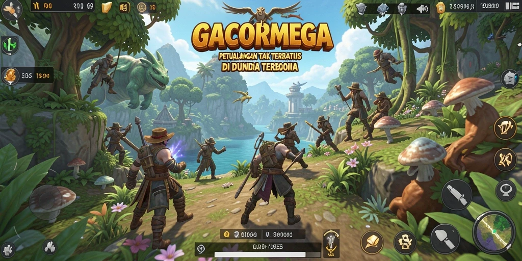 Screenshot gameplay menunjukkan eksplorasi mendalam di dunia terbuka GACORMEGA.