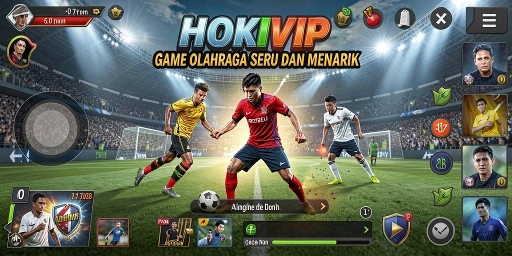 Screenshot utama HOKIVIP menampilkan gameplay seru olahraga.