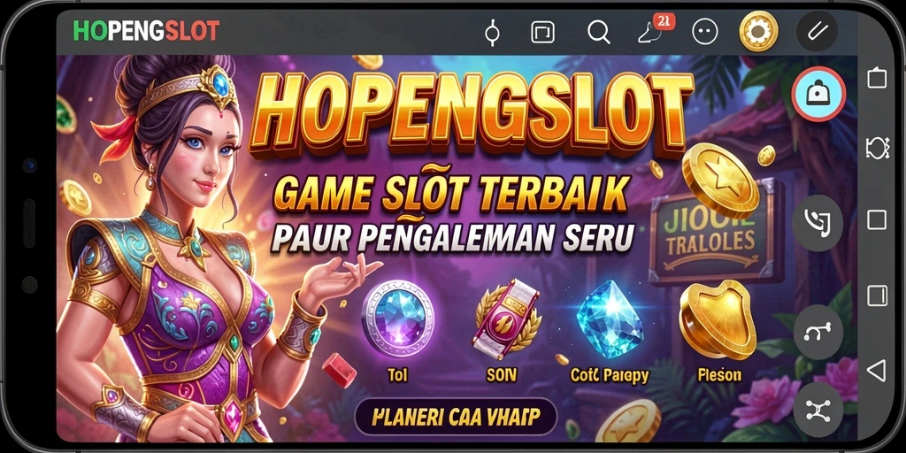 Tampilan gameplay HOPENGSLOT yang menampilkan gulungan slot yang mendebarkan.