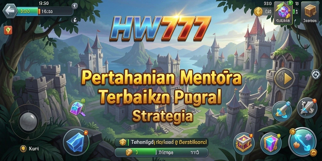 Tangkapan layar utama HW777 menampilkan aksi menara pertahanan yang epik.
