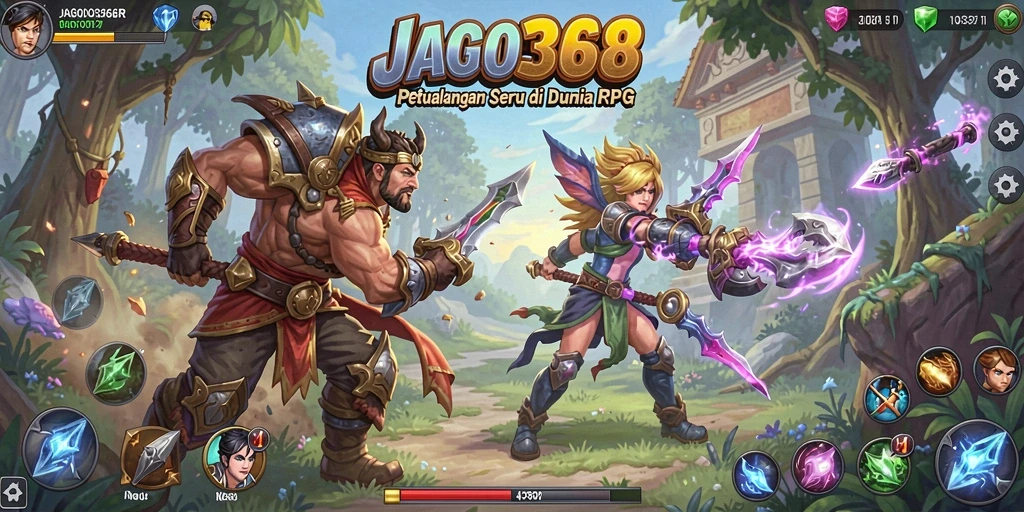 Tangkapan layar JAGO368 menunjukkan pertarungan epik dalam dunia RPG.