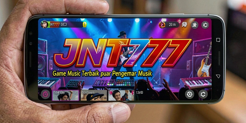 Screenshot JNT777 menampilkan gameplay seru penuh dengan lagu-lagu popular.
