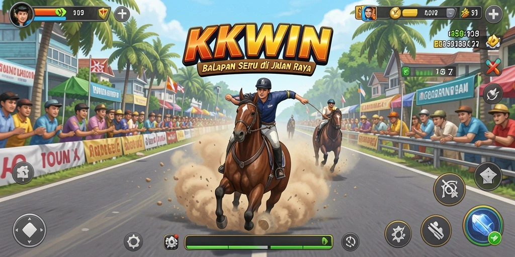 Gameplay KKWIN yang mendebarkan dengan balapan di jalan yang menantang.