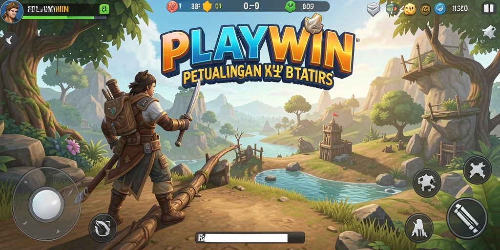 Tangkapan layar PLAYWIN menampilkan petualangan seru di dunia terbuka.