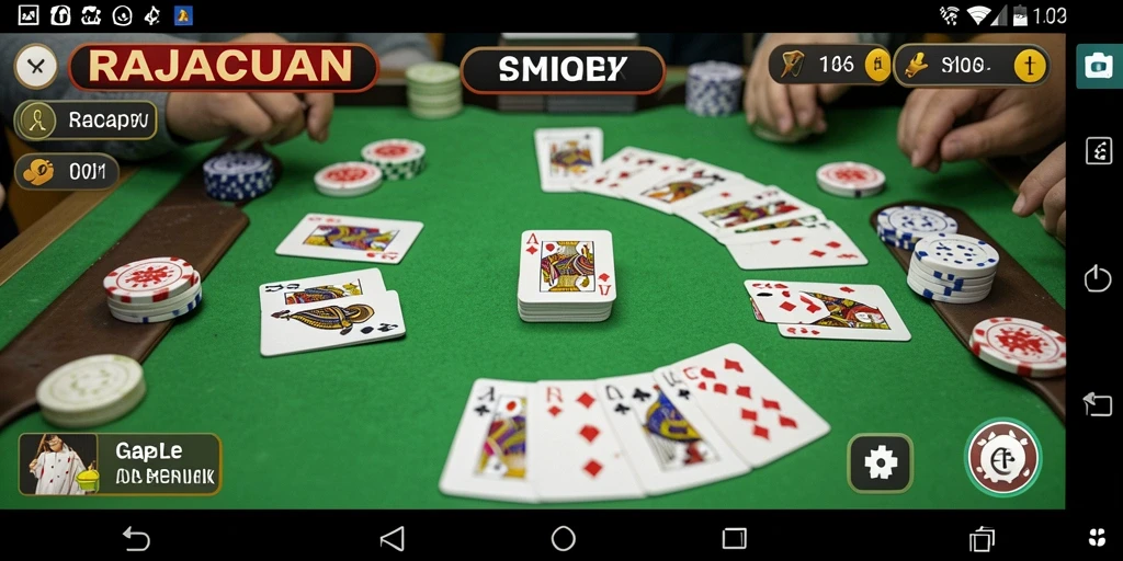 Tampilan seru gameplay RAJACUAN menampilkan aksi menarik permainan Gaple.