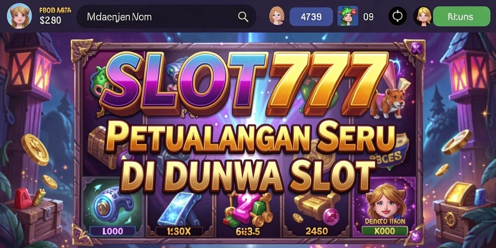 Tampilan gameplay menarik dengan berbagai slot dan petualangan.