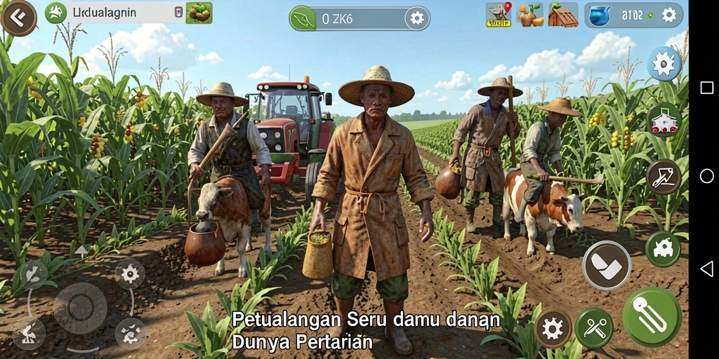 Screenshot gameplay ZK6 menunjukkan keseruan bercocok tanam.